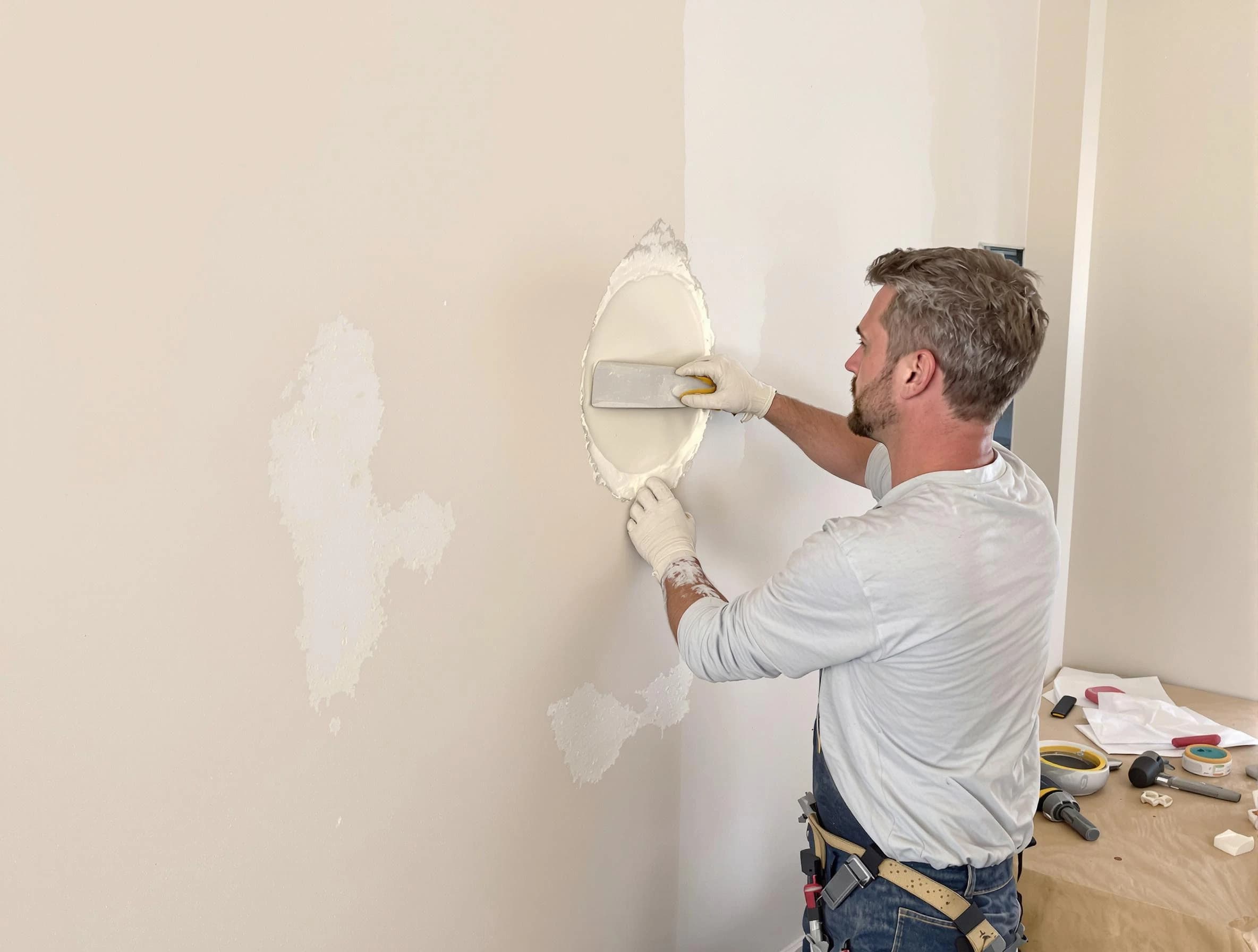 Euclid House Painters technician patching a drywall hole in Euclid, OH