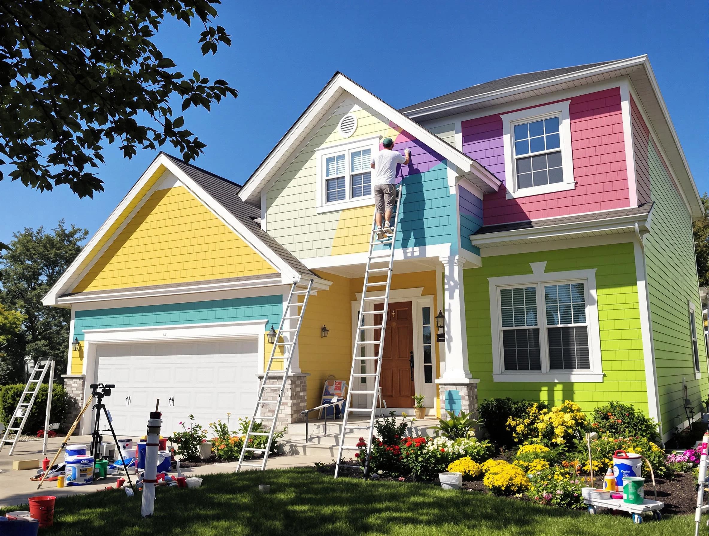 Euclid House Painters professionals painting a home exterior in Euclid, OH