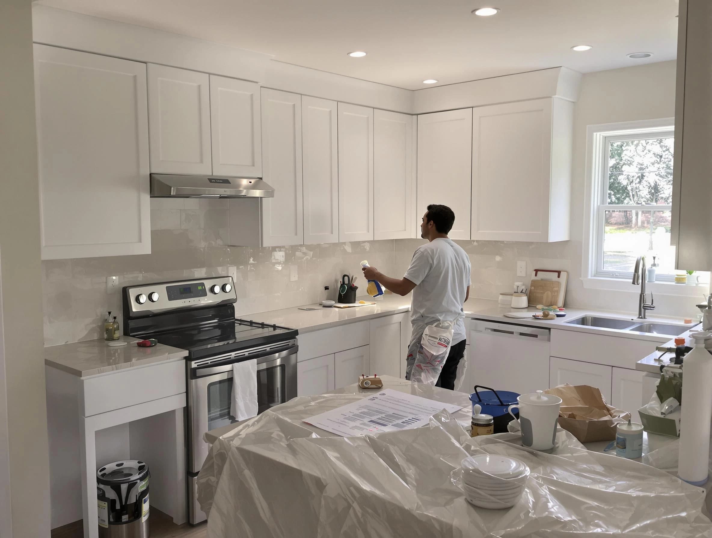 Euclid House Painters performing detailed kitchen painting in Euclid